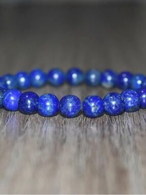 Natural Blue Lapis Lazuli Crystal Bead Bracelet Handmade Jewelry